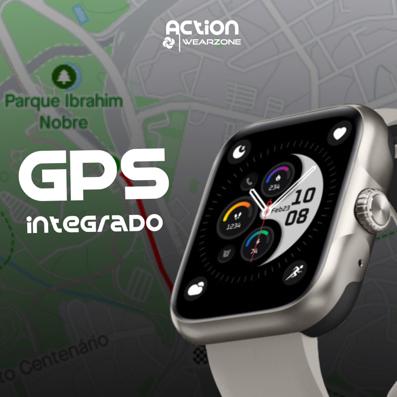 Smartwatch Action Wearzone á prova D'água, GPS integrado e 7 Dias de Bateria